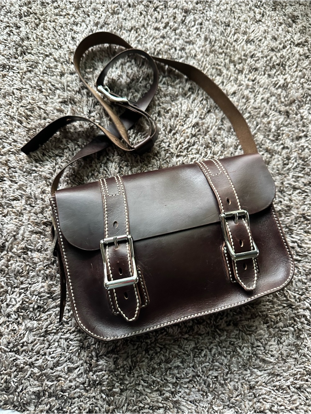 Classic Brown Leather Crossbody Satchel - Men
